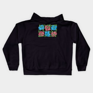 Anemone Flowers - Red and Blue Kids Hoodie